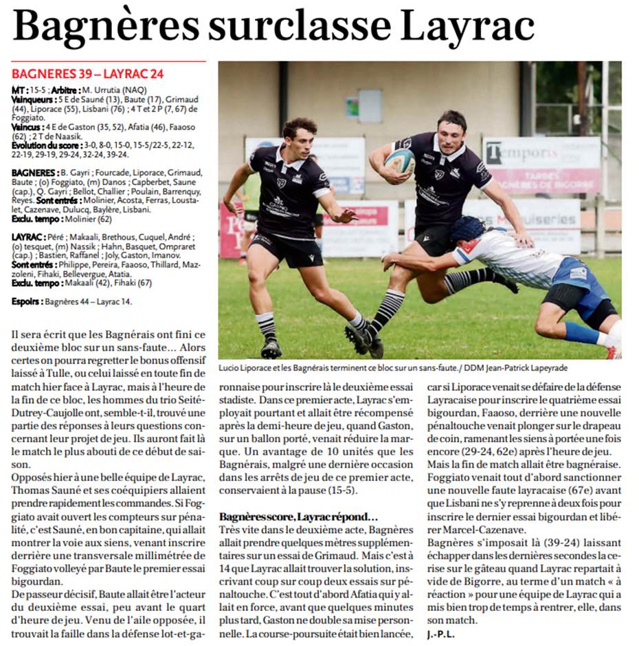 Article NRP Stade Bagnerais 2025-10-20