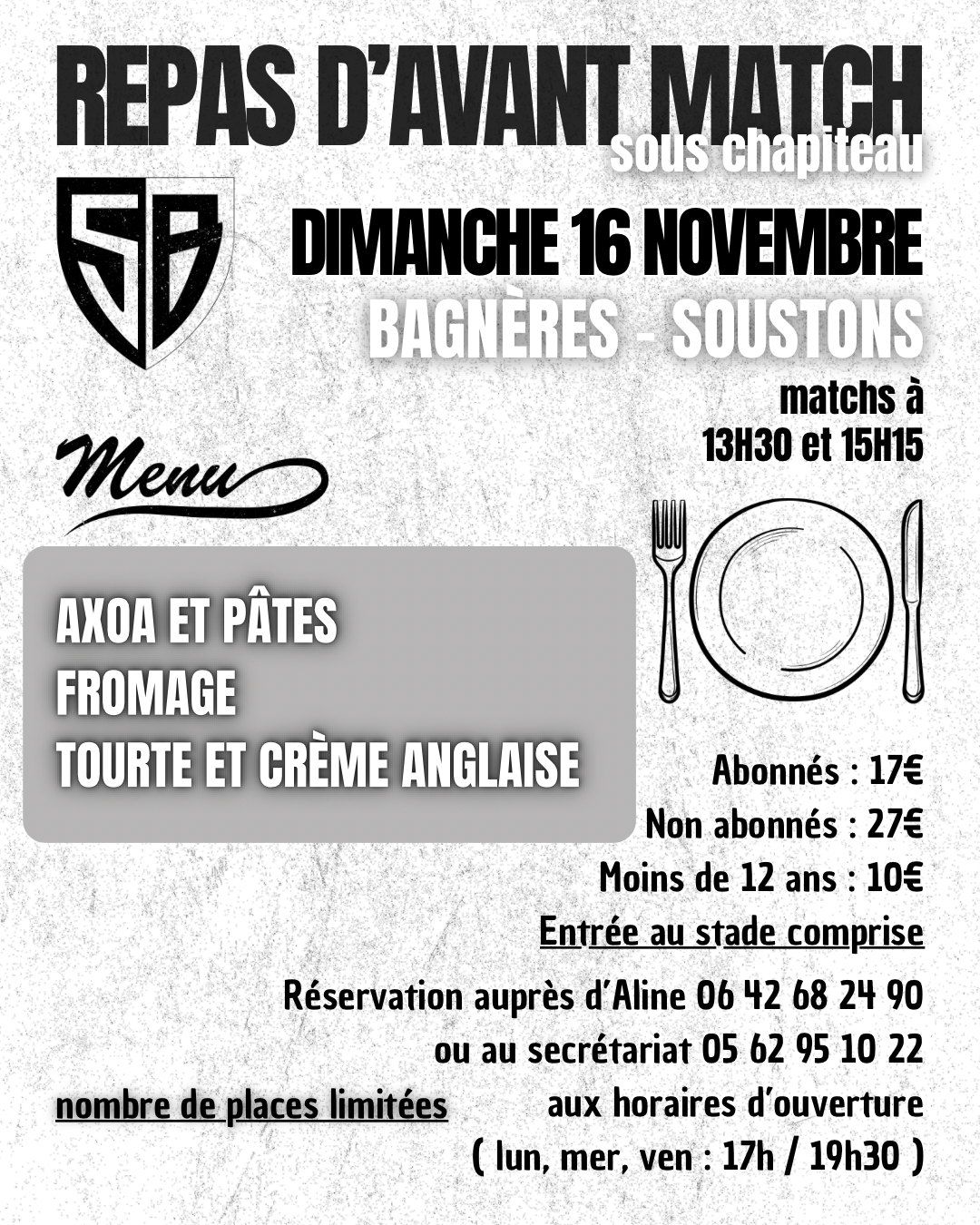 InscriptionRepasProchainMatchBagneres