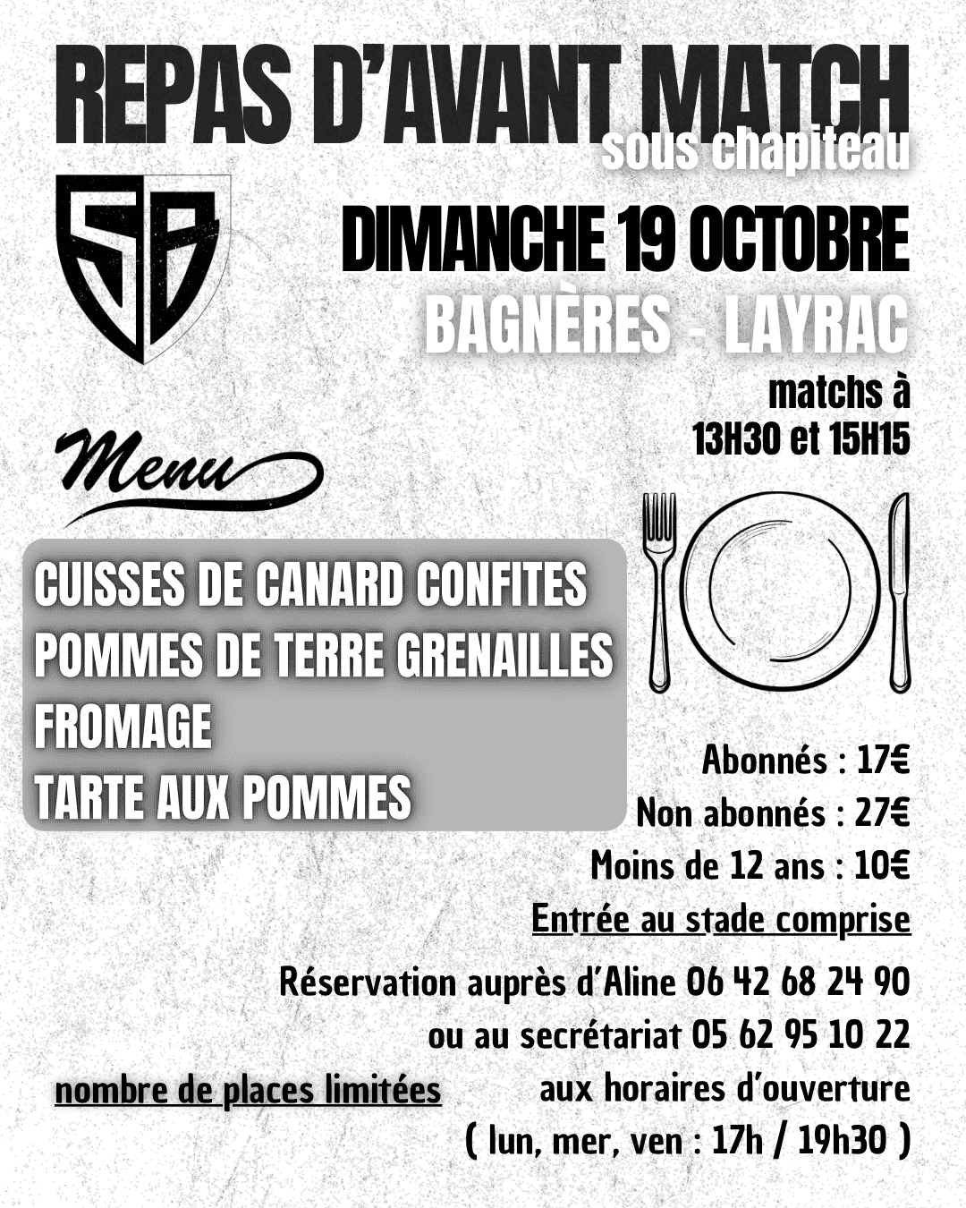 InscriptionRepasProchainMatchBagneres